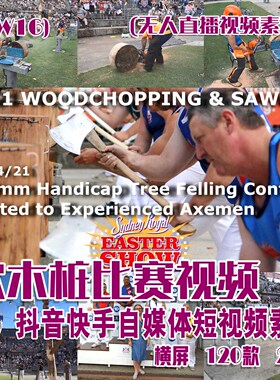 (SW16)砍木桩比赛视频抖音快手西瓜自媒体短视频素材横屏120部25G