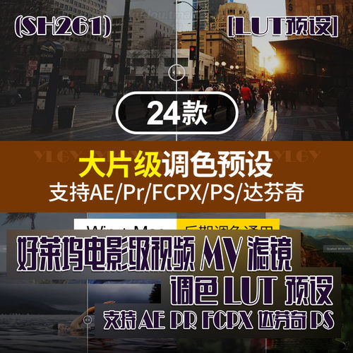 (SH261) LUT预设 好莱坞电影级视频MV滤镜支持AEPRFCPX达芬奇PS
