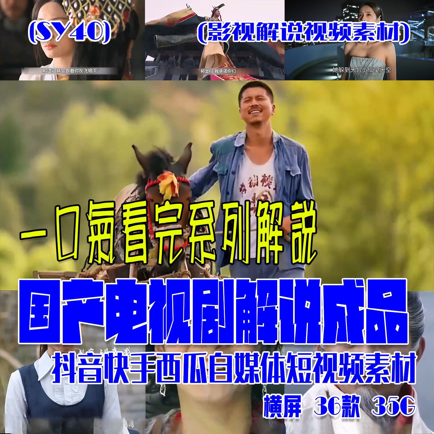 (SY40) 一口气看完国产电视剧系列解说成品抖音素材 横屏36款35G