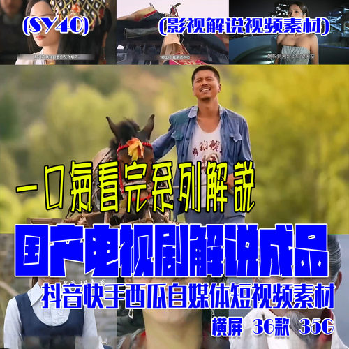 (SY40) 一口气看完国产电视剧系列解说成品抖音素材 横屏36款35G