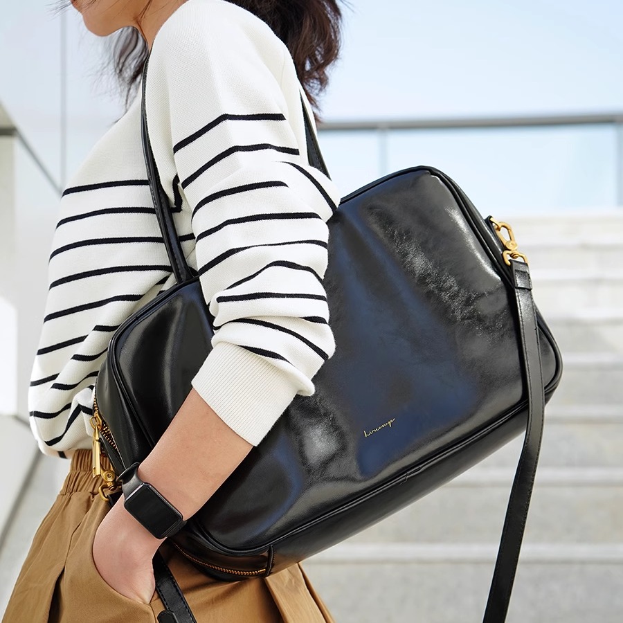 HIRCOMP小众设计高光牛皮公文包