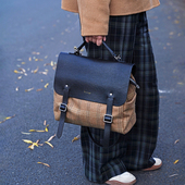 禾二HIR黑松原创小众复古邮差单双肩斜挎腋下背包羊毛格子皮书包
