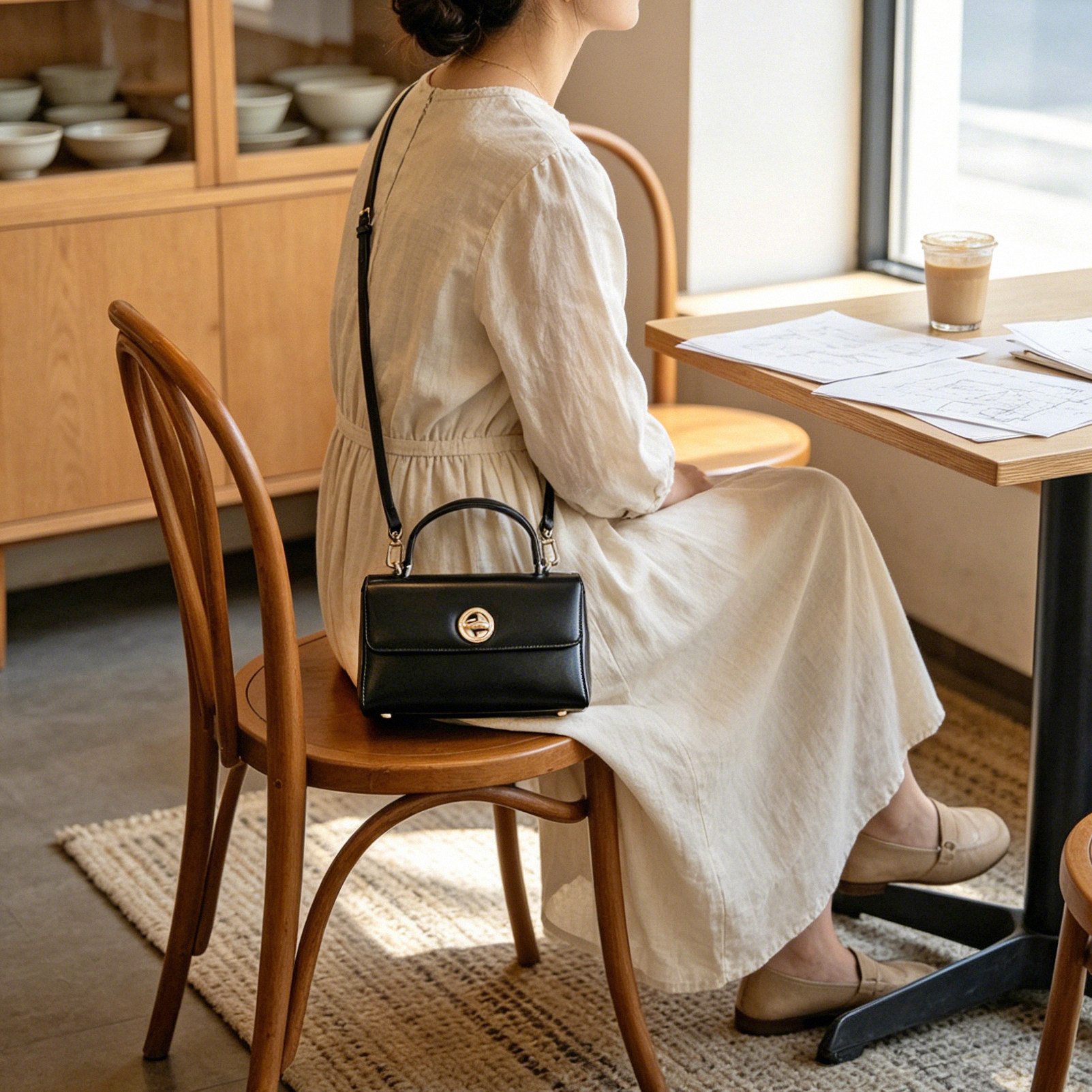 禾二HIR夏日冰淇淋牛皮小方包单肩斜挎手提锁扣日韩时尚百搭小包