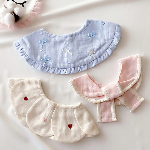 韩国薄纱布装饰可旋转围嘴