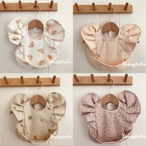 ins韩国天使翅膀立体防水饭兜