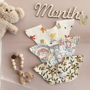 韩国360度可旋转口水兜花瓣围兜婴儿防水围嘴柔软a类纯棉口水巾