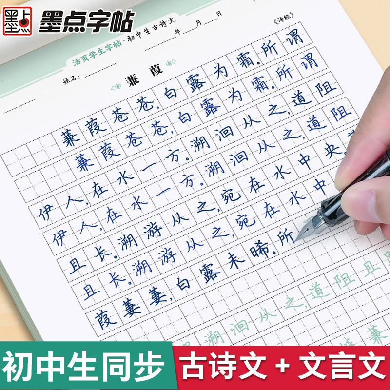 墨点初中生必背古诗文正楷字帖七八九年级语文字帖人教版同步中考古诗词文言文活页学生字帖初一初二楷书练字帖荆霄鹏硬笔描红本,书籍/杂志/报纸,中学教辅,淘宝优惠券,粉丝福利购,淘宝优惠卷