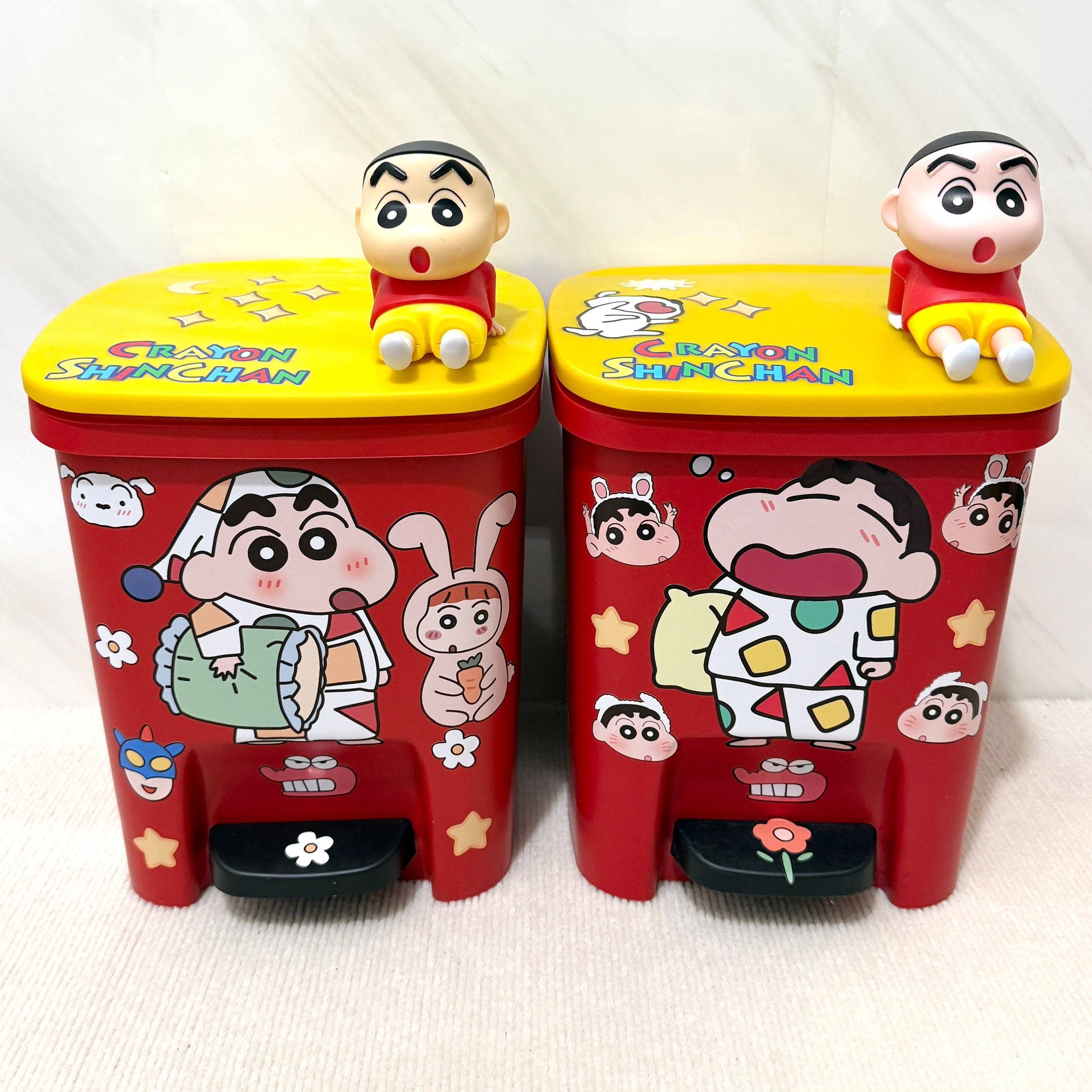 卡通蜡笔小新高颜值垃圾桶家用卧室客厅大号大容量废纸篓带盖创意
