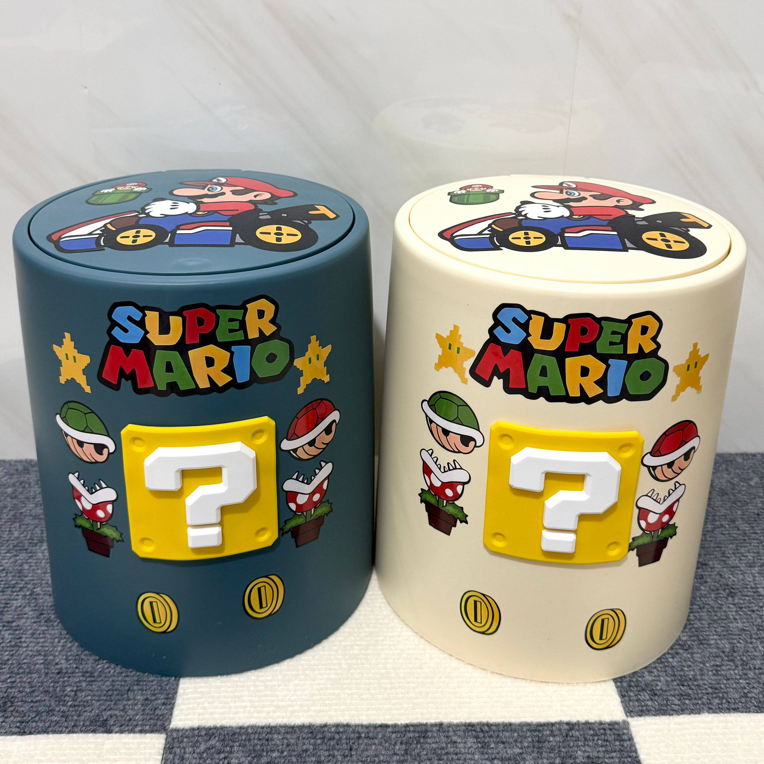 卡通马里奥垃圾桶废纸篓大号容量家用卧室带盖按压式办公室卫生间