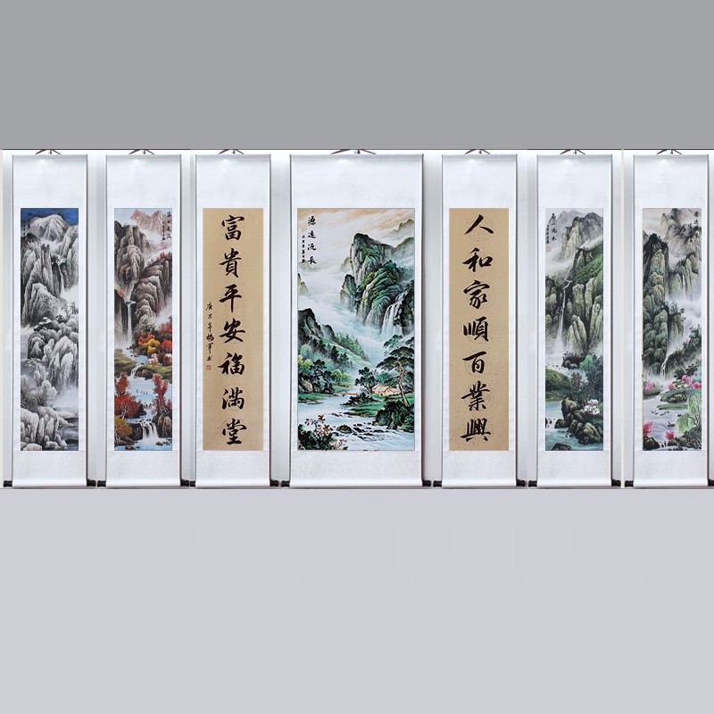 对联手写书法客厅花鸟宣纸中堂画