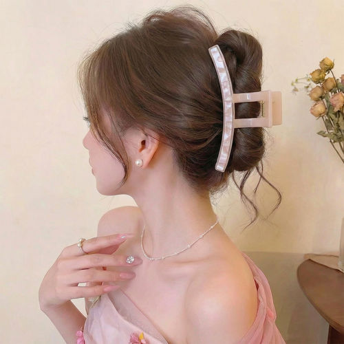 高级感奶杏醋酸大号鲨鱼夹