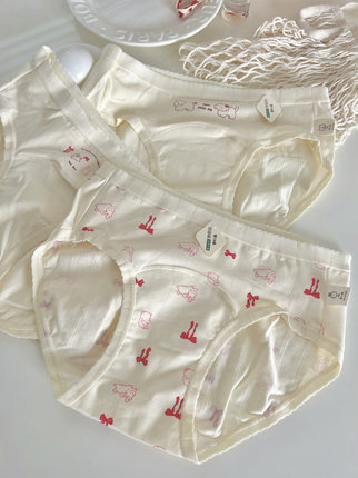 裆部加长！纯棉7A类纯棉全棉少女三角内裤中腰舒服透气薄甜美可爱