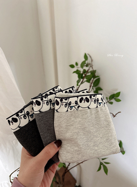 元气小熊猫~活力满满灰色7A类棉纯棉全棉少女生三角内裤中腰抗菌