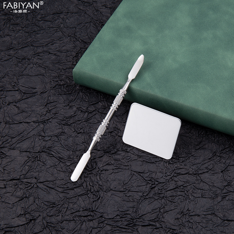 化妆师专用调色板口红彩妆调粉底液不锈钢专业调色盘美甲送调色棒