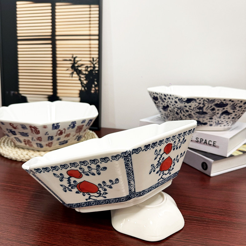 酒店明档碗展示盘冷菜热菜陶瓷餐具特色六边石榴碗餐厅饭店专用碗,餐饮具,碗,淘宝优惠券,粉丝福利购,淘宝优惠卷