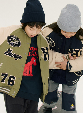 两色厚实保暖棒球棉袄儿童上衣外套冬季新品洋气舒适贴布刺绣