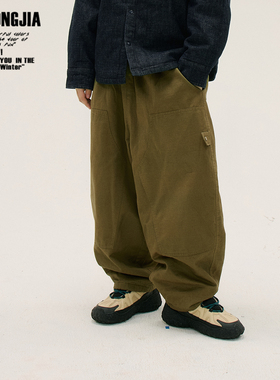 加绒加厚冬季宽松休闲工装长裤儿童裤子男女童装松紧腰大pp裤百搭