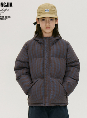 ZAIXONGJIA◆黑色帅气厚实保暖拉链羽绒服立领男女童装外出服宽松