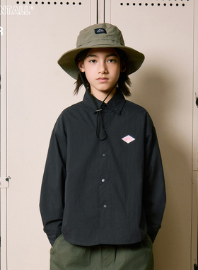 深蓝户外速干面料小标翻领长袖衬衫儿童外套上衣男女童装软