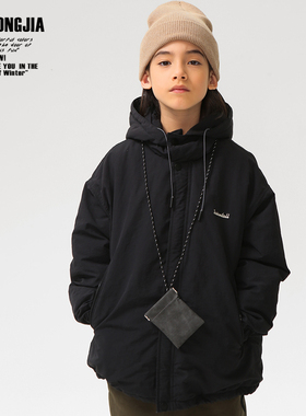 ZAIXONGJIA◆黑色连帽保暖厚实棉袄棉服上衣外套冬款童装百搭耐脏