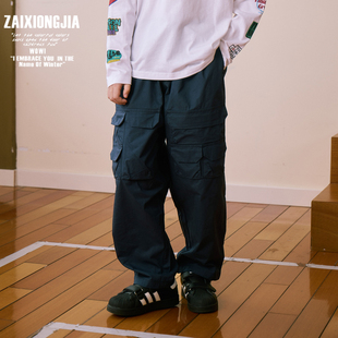 【两色】做工复杂口袋工装长裤休闲儿童裤子松紧腰男女童装春秋新