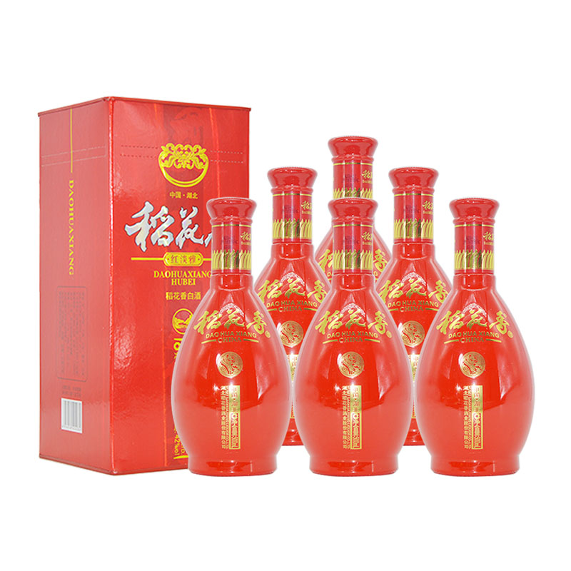 稻花香红淡雅白酒2016年42度整箱6瓶盒装粮食酒结婚送礼陈年老酒