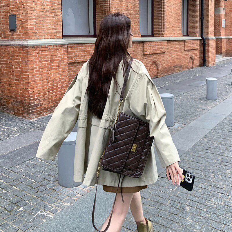 2C270-2858-P170-K258大袖口后腰带宽松韩版风衣外套,女装风衣,2C270