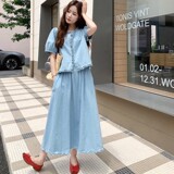 2C270-2831-P165-K238花边牛仔短袖套装，女装套装/套裙，2C270