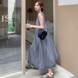 2C270-2827-P120-K178新款格子腰带长款连衣裙，女装连衣裙，2C270