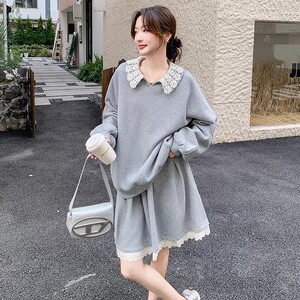 C270-2732-P155-K228 春款米呢绒卫衣套装裙图片