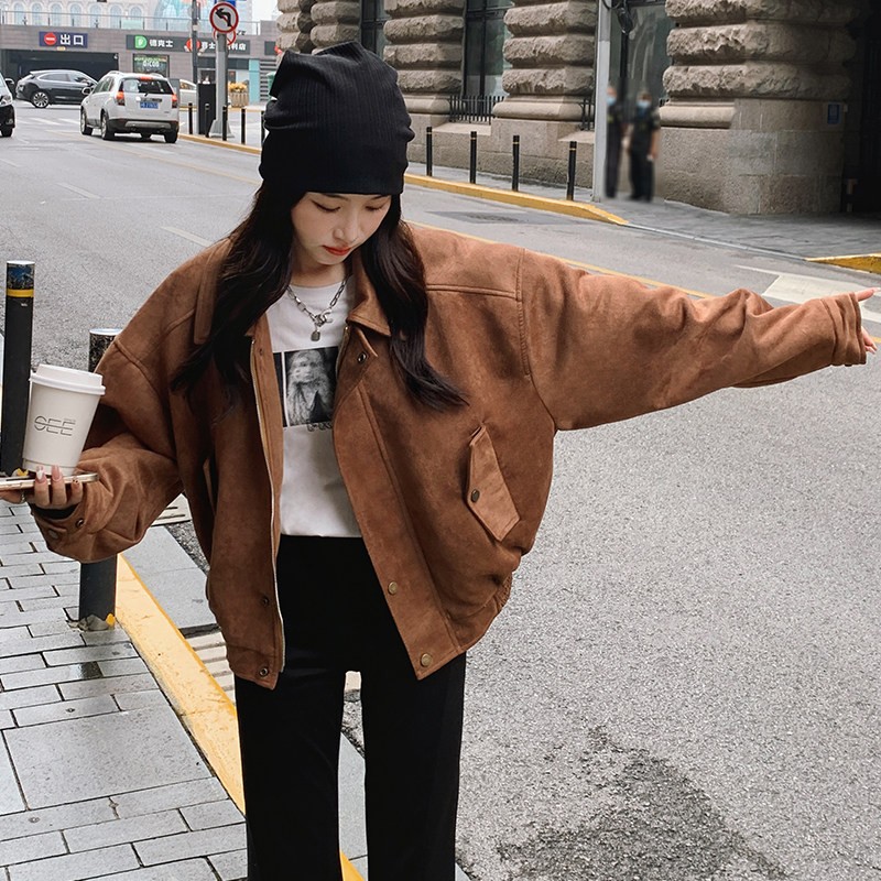2C270-837-P125-K188春款棒球服短款麂皮绒夹克外套,女装短外套,2C270