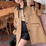 2C270-835-P175-K258春款小个子款短款拼接皮料风衣，女装风衣，2C270