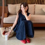 2C270-2826-P125-168木耳边牛仔背心连衣裙，女装连衣裙，2C270