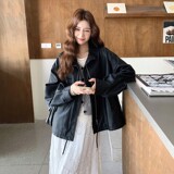 2C270-2856-P175-K258宽松立领皮衣外套，女装皮衣，2C270