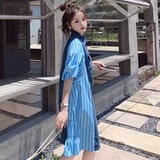 C270-830-P110-K168夏款牛仔拼接条纹连衣裙现货，女装连衣裙，2C270