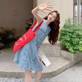 2C270-2851-P125-K178薄款一排扣牛仔连衣裙，女装连衣裙，2C270