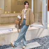 C270-2750-P135-K198小个子款下摆抽绳一排扣外套风衣，女装短外套，2C270