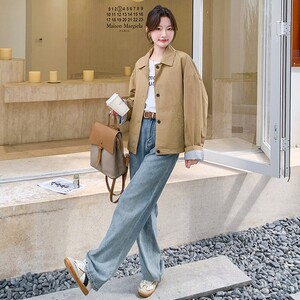 C270-2750-P135-K198 小个子款下摆抽绳一排扣外套风衣图片