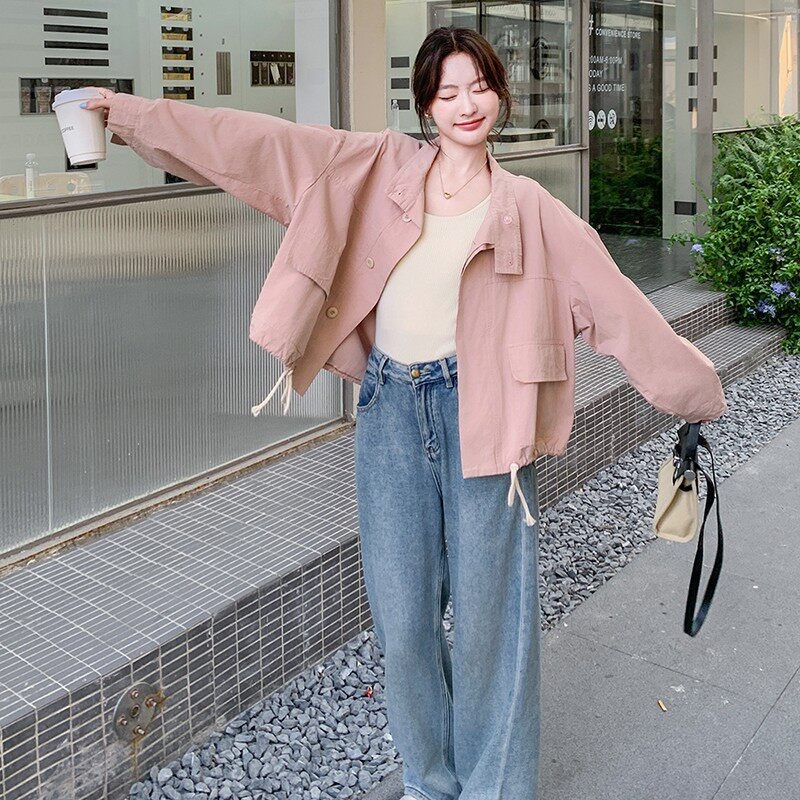 C270-2739-P140-K198春款两色短款立领风衣,女装短外套,2C270