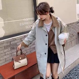 2C270-833-P165-K238小个子款拼色中长款风衣外套，女装风衣，2C270