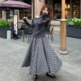 2C270-2867-P175-K258格子两件套配丝巾，女装套装/套裙，2C270