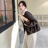 咖色毛绒翻领皮衣派克服女2025年冬季新款高级感加绒加厚机车夹克，女装皮衣，2C270