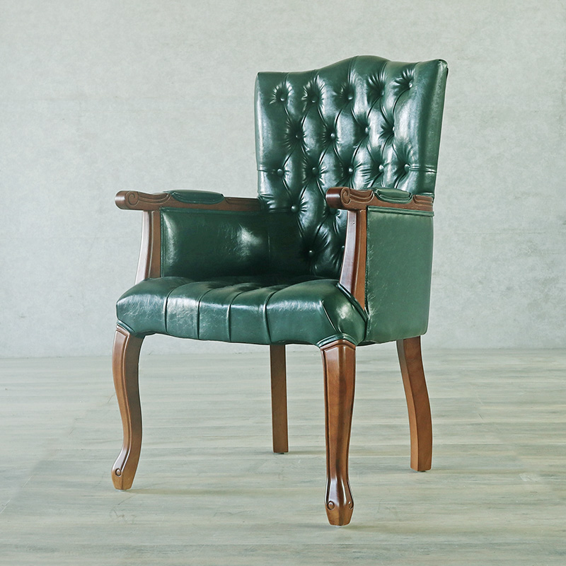 美式电脑椅实木书椅皮革软包胡桃色休闲餐椅欧式高档麻将棋牌椅子