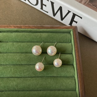 复古大珍珠耳钉925银针 小众法式高级感人鱼姬小灯泡耳环包邮