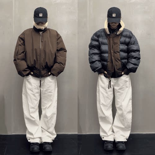 特宽松 可拆卸毛领bomber飞行cleanfit棉服立领情侣潮流棉袄棉衣