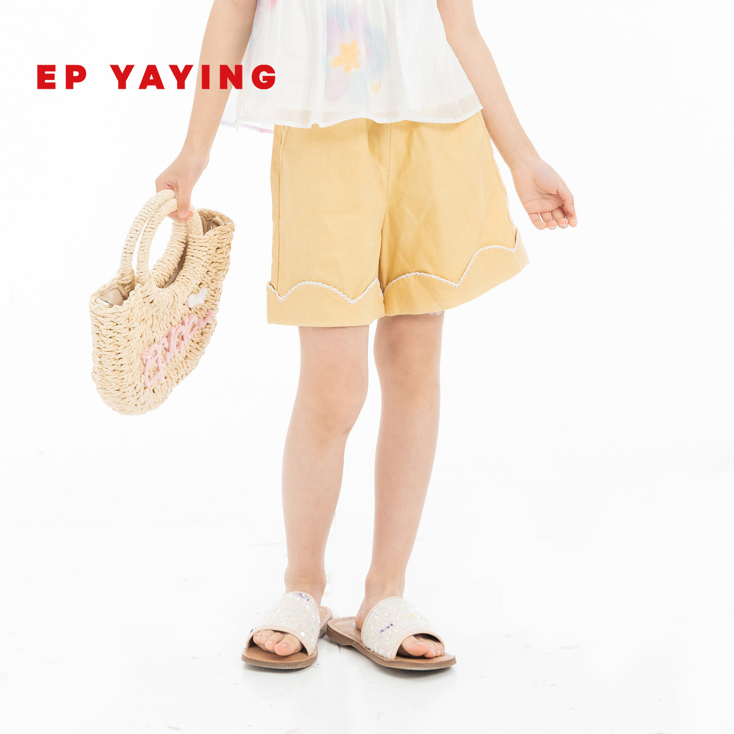 [商场同款]EP雅莹童装2026夏女童新款蕾丝花瓣花边甜美休闲短裤