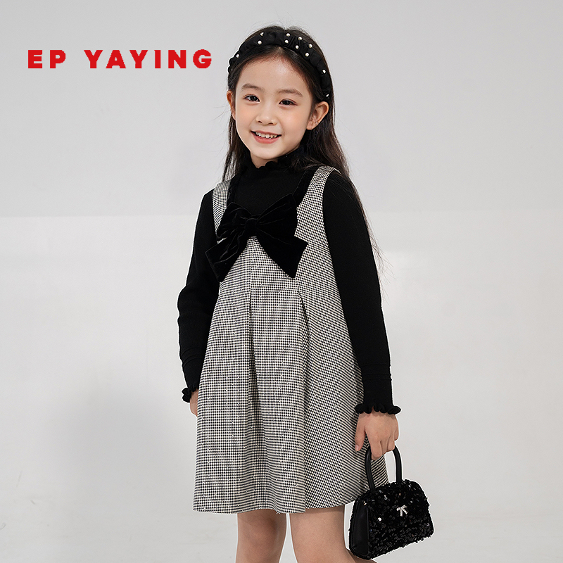 蝴蝶结时尚亮片大摆连衣裙