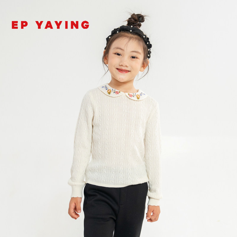 [商场同款]EP雅莹童装2024秋冬新款女童针织衫娃娃领毛衣打底衫