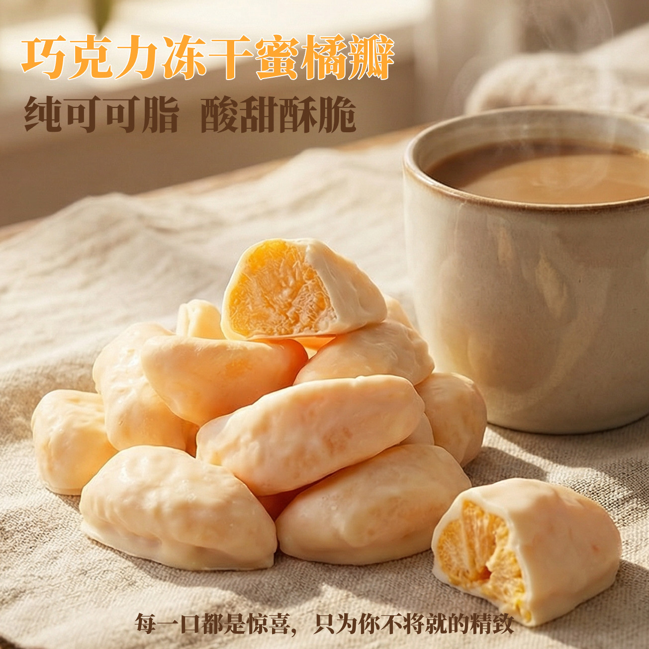 纯可可脂冻干蜜橘瓣巧克力零食