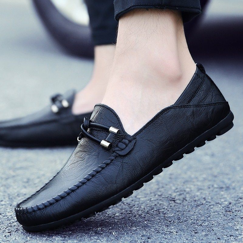 鹿博士旗舰春季新款男鞋男士豆豆鞋百搭韩版休闲鞋男夏季透